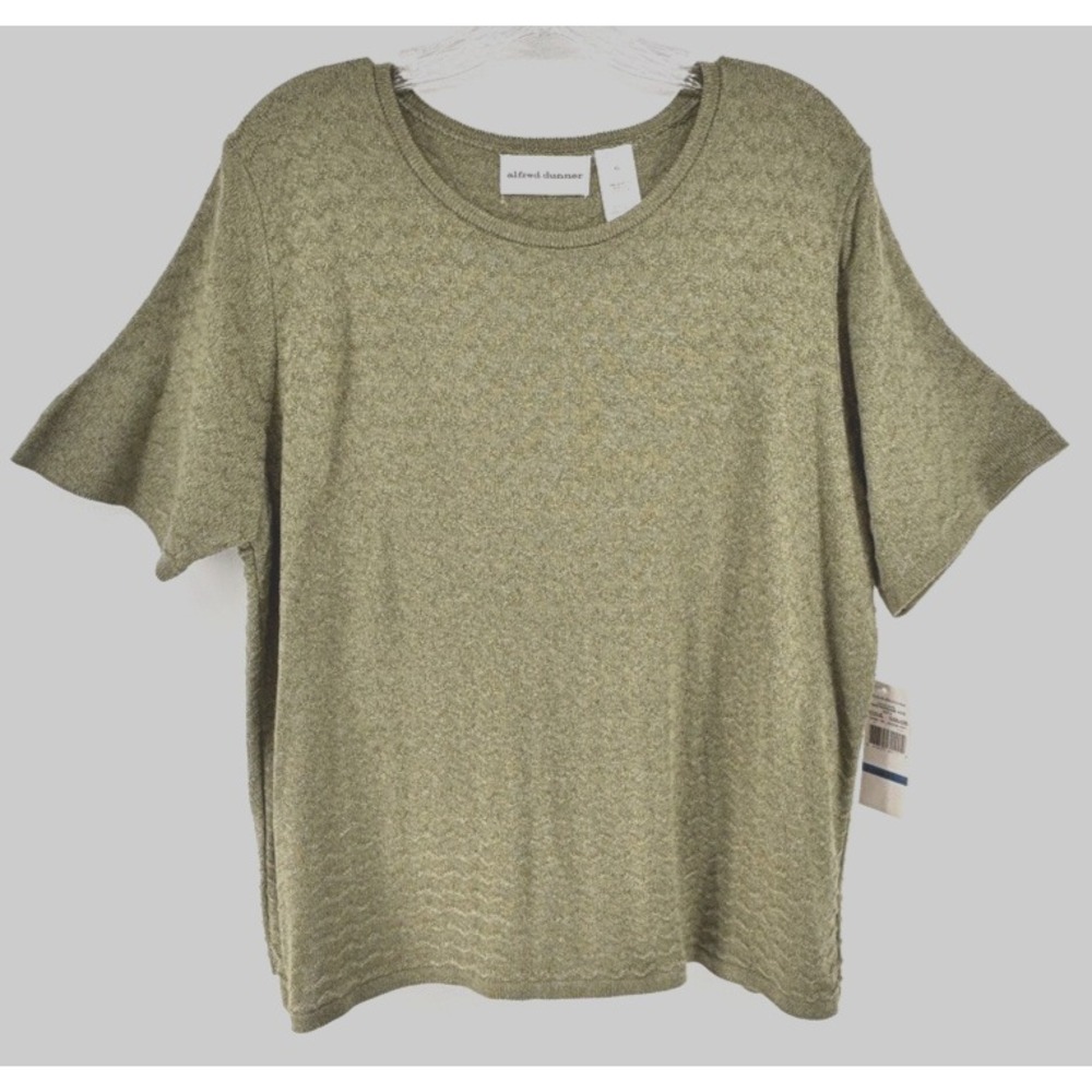 Alfred Dunner Sage Green Textured Knit Sweater Top Sz XL Classic Layering Piece - Picture 1 of 7